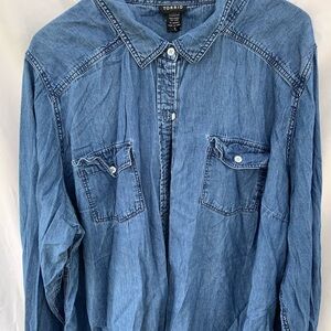 Torrid Casual Blue Button-Down Shirt